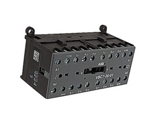 ABB  VBC7-30-01-01   16 amp, 3 pole mechanically interlocked and screw terminated miniature contactor with 24V DC coil and 2 NC auxiliary contacts