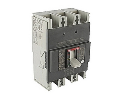 ABB  A2N225TW   3 pole, 225 amps rated at 240V AC and 250V DC, fixed trip point molded case circuit breaker, with a thermal magnetic trip device and 25kA at 240V AC/DC interrupt current rating