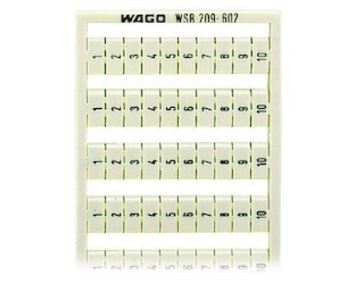 WAGO CORPORATION  209-602   TERMINAL BLOCK MARKER -1 TO 10HORIZ 5-17.5MM BLK 10 SETS WHITE