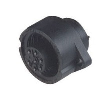 HIRSCHMANN  932325100   CA 6 GD; Panel-mounted Socket with flange, 6 contacts + PE, black housing, 10A, 250V AC/DC