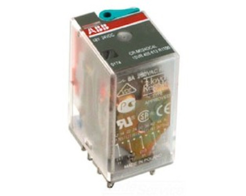 ABB 1SVR405613R2000  Plugin control relay with 120 V AC rated control supply voltage, SPDT 4 c/o contacts, contacts, without LED indicator and 250 V, 10 A contact rating