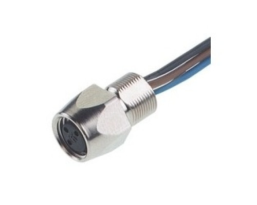 HIRSCHMANN  933383100   ELKE 3308 V FM 8 05; Front-mounting Appliance Socket with stranded wire, screw locking, M8 x 0.5 mounting thread, metal casing, O-ring included, 3 contacts, female, cable length: 0.5m, cable material: PVC