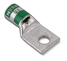 THOMAS & BETTS  5412006                 Copper One-Hole Lug, Standard Barrel, Peep Hole, Max 35kV, Wire Size 600 kcmil, 3/8 in Bolt Size, Tin Plated, Die Code 94, Green