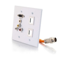 C2G CG60037 CG60037         Multi-Format Wallplate, 2-Gang, HD15 Integrated VGA/3.5 MM/Composite Video/Stereo Audio/ 2 Keystone, White