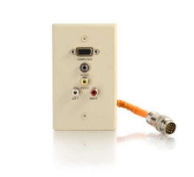 C2G  60047  CG60047                 Multi-Format Wallplate, 1-Gang, VGA Female/Composite Video/Stereo Audio to RapidRun 15-Pin Male, Ivory