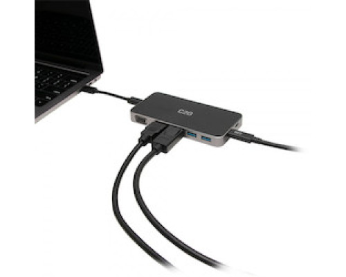 C2G  C2G54477                 The USB-C 7-in-1 Dual Display Dock Kit connects to USB-C or Thunderbolt 3 enabled laptops and includes the cable connectivity solution needed for up to two HDMI displays