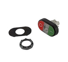 ABB  MPD2-11C   Modular green and red illuminated double pushbutton with I/O markings, clear indicator light and 22mm mounting