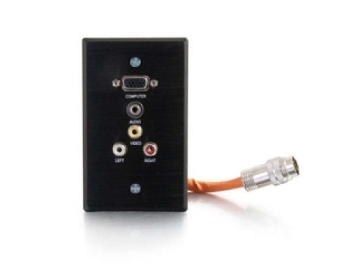 C2G  60031  CG60031                 Multi-Format Wallplate, HD15 VGA Female/3.5 MM Stereo Female/RCA Female to RapidRun 15-Pin DIN Male, 24 AWG Tinned Copper, Black