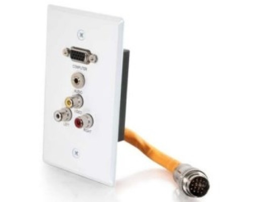 C2G  CG60030  CG60030                 Multi-Format Wallplate, 1-Gang, HD15 Integrated VGA/3.5 MM/Composite Video/Stereo Audio, White