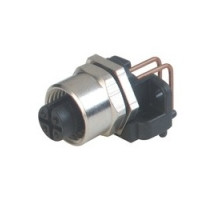 HIRSCHMANN 933395200  EF12LW4 Au; Horizontal Appliance Socket for combined front panels and circuit board installation with 2 metal screws, 2 x O-rings, 4 contacts, female, IEC 61076-2-101 Ed. 1 / IEC 60947-5-2, 4A, 150V AC/DC