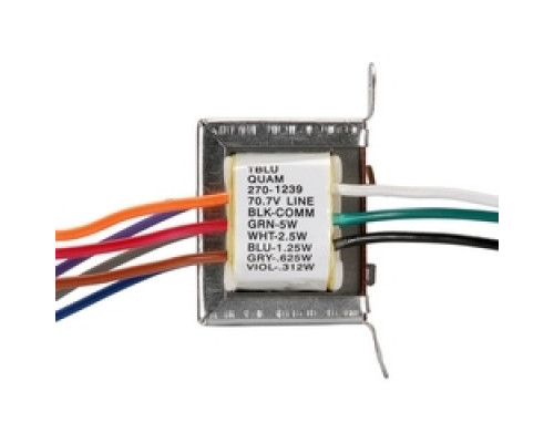 QUAM-NICHOLS COMPANY  TBLU                 5W-25/70V Transformer, 5 Taps at -3 dB Levels