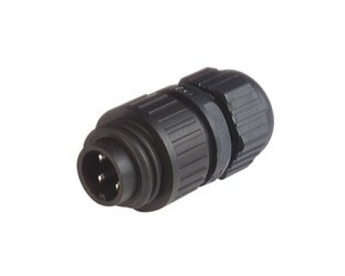 HIRSCHMANN  934124100   CA 3 LS; Straight Cable Plug, integrated strain relief, 3 contacts + PE, black housing, 10A, 250 V DC