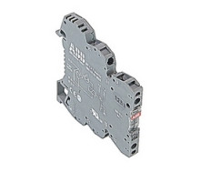 ABB  1SNA645003R0500   R600, 6 mm wide, 115V AC/DC interface relay module with screw clamp connections and a 0.01-6 amp rated SPDT relay output with LED indicator