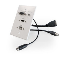 COMPREHENSIVE CONNECTIVITY WPPT-HVAB1-AW         HDMI, VGA, 3.5mm Audio, USB-B to USB-A, single-gang wall plate pass through with pigtails, Aluminum White