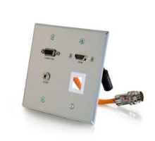 C2G  60135  CG60135                 Optical Runner Wallplate Transmitter, 2-Gang, HDMI Female/VGA Female/3.5 MM Stereo Female to RapidRun Optical Female/15-Pin Male, Aluminum