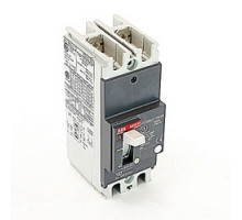 ABB  A1N015TW-2   2 pole, 15 amps rated at 240V AC and 250V DC, fixed trip point molded case circuit breaker, with a thermal magnetic trip device and 25kA at 240V AC and 10kA at 250V DC interrupt current rating