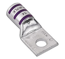 THOMAS & BETTS  54112T                 Copper One-Hole Lug, Standard Barrel, Top Stacking, Peep Hole, Max 35kV, Wire Size 4/0 AWG, 3/8 in Bolt Size, 3/8 in Hole Spacing, Tin Plated, Die Code 54, Purple 54