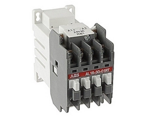 ABB  AL163001RT-81   30 amp DC controlled 3 pole ring tongue contactor with a 24V DC coil and 1 NC auxiliary contact