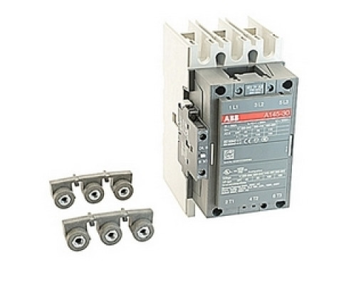 ABB  A145-30-11-34   3 pole, 230 amp, non-reversing across the line contactor with 208V AC coil and 1 NO and 1 NC auxiliary contacts