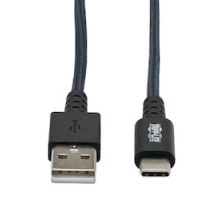 TRIPP LITE U038-006-GY-MAX         Heavy-Duty USB-A to USB-C Cable, USB 2.0, UHMWPE and Aramid Fibers, M/M , Gray, 6 ft. 1.83 m