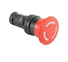 ABB  CE4T-10R-01   Compact emergency stop twist release pushbutton with red mushroom actuator and 22mm mounting and 1 NC contact block