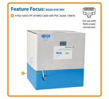 TRIPP LITE  N220-01K-WH   Cat6 Gigabit Bulk Stranded 24 AWG CMR PVC Cable, White, 1000 ft., TAA