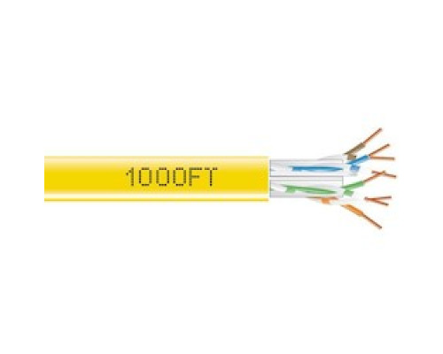 BLACK BOX NETWORK SERVICES EYN872A-PB-1000  CAT6 550-MHz Solid Ethernet Bulk Cable - Unshielded UTP , CMR PVC, Yellow, 1000-ft. 304.8-m Pull-Box