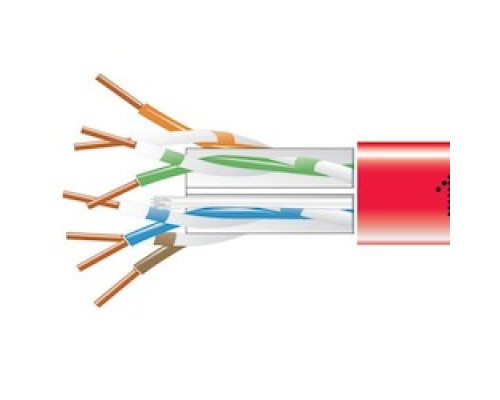 BLACK BOX NETWORK SERVICES EYN869B-PB-1000  CAT6 550-MHz Solid Ethernet Bulk Cable - Unshielded UTP , CMP Plenum, Red, 1000-ft. 304.8-m Pull-Box