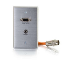 C2G  CG60107  CG60107                 Multi-Format Wallplate, 1-Gang, VGA Female/3.5 MM Stereo Female to RapidRun 15-Pin Male Connector, Aluminum