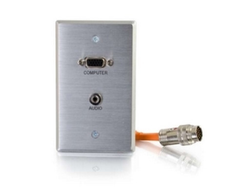 C2G  CG60107  CG60107                 Multi-Format Wallplate, 1-Gang, VGA Female/3.5 MM Stereo Female to RapidRun 15-Pin Male Connector, Aluminum