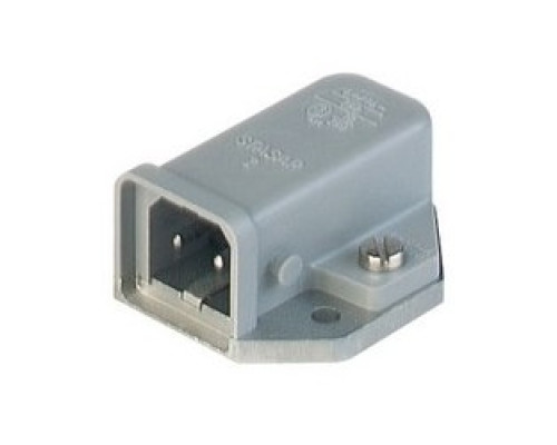 HIRSCHMANN  930822106   STASAP 2 B grey; Surface mounted connector with cast baseplate, additional sealing for IP 54 necessary, 2 contacts + PE, male, 16A 250 V AC, 10A 250V DC