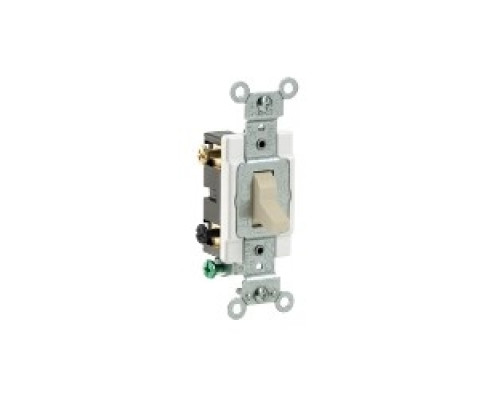 LEVITON  CS220-2I                 20 Amp, 120/277 Volt, Toggle Double-Pole AC Quiet Switch, Commercial Spec Grade, Grounding, Side Wired - IVORY