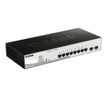 D-LINK SYSTEMS INC  DGS-1210-10P   Ethernet Switch, 8-Port Gigabit, Smart Managed, 20 Gbps Switching Capacity, 54 Volt DC, 80.6 Watt, 11