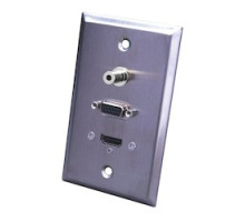 VANCO  120953X                 Stainless Steel HDMI, S-VGA, 3.5mm Wall Plate
