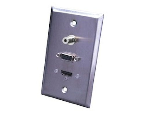 VANCO  120953X                 Stainless Steel HDMI, S-VGA, 3.5mm Wall Plate