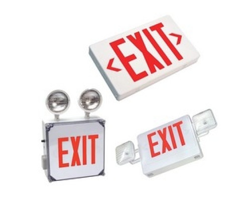 NSI INDUSTRIES  EXLBURW-SL   LED Exit Light, 120/277V, 2 Faces, RED Lettering, White Housing, 90 Min. Battery Backup