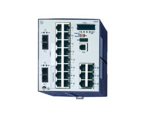 HIRSCHMANN  943434043   24 port Fast-Ethernet Compact OpenRail Switch, managed, software Layer 2 Enhanced, for DIN rail store-and-forward-switching, fanless; 24 ports in total; 1. uplink: 100BASE-FX, MM-SC; 2. uplink: 100BASE-FX, MM-SC; 22 x 10/100 BA