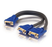 C2G CG29610 CG29610         SXGA Monitor Y-Cable, VGA Male to 2 HD15 VGA Female, 75 Ohm Impedance, 1’ Length, Black
