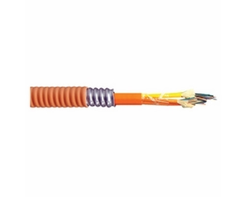 SUPERIOR ESSEX  L40126401   Indoor/Outdoor Premises Fiber Interlock Armored Cable, Single Unit Tight Buffer, Plenum Rated, Flexible, Heavy Duty Interlocking Aluminum Armor, 6-Fibers, OM1 TeraGain 62.5/125 Multimode, FR/PVC Orange Jacket