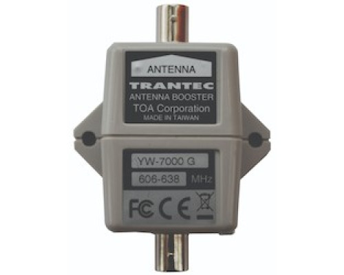TOA ELECTRONICS INC  YW-7000G                 Antenna Booster, BNC Jack Connector, DC Pass Type Booster Amplifier, 7 to 12 Volt DC, 35 Milliampere, 606 to 638 Megahertz, 50 Ohm, 10 dB Gain, 3 dB Noise, For S4.16/S5 Tuner