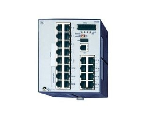 HIRSCHMANN  943434041   24 port Fast-Ethernet Compact OpenRail Switch, managed, software Layer 2 Enhanced, for DIN rail store-and-forward-switching, fanless; 24 ports in total; 1. uplink: 10/100BASE-TX, RJ45; 2. uplink: 10/100BASE-TX, RJ45; 22 x 10/10
