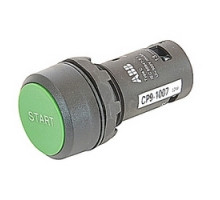 ABB  CP9-1007   Compact non-illuminated marked green momentary pushbutton with 22mm mounting and 1 NC and 1 NO contact, marked START on pushbutton surface