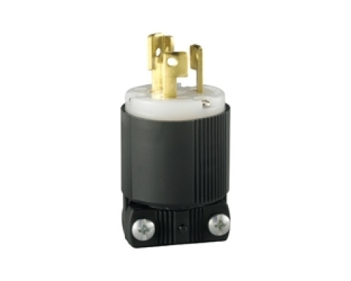 COOPER WIRING DEVICES  CWL515C                 Hart-Lock Industrial Safety Grip Connector, 15A 125V, NEMA L5-15, 2-Pole, 3-Wire Grounding, Side Wire, #16 - #12 AWG, Nylon, Straight Body, Black & White