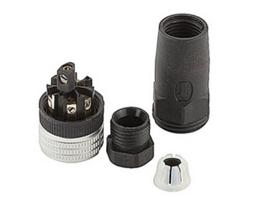 ABB  2TLA020055R1600   8 pole M12 female field retro-fittable connector with screw terminals for connecting wires, cable diameter range 2.5 to 6.5 mm