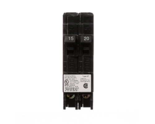 SIEMENS  US2:Q1520  Q1520   Molded Case Circuit Breaker, Duplex, Plug-In, 2 Pole, 120 Volt AC, 15 to 20A, 10 kA Interrupting Rating