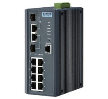 ADVANTECH EKI-7710E-2CI  Combo Managed Ethernet Switch, 8 10/100BASE-T/TX RJ-45 + 2 RJ-45/SFP Mini-GBIC Combo Port, 12 to 48 Volt DC, 12.1 Watt, 2.91