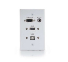 C2G  CG60139  CG60139                 Wallplate Transmitter, 1-Gang, HDMI Female/VGA Female/USB-B Female/3.5 MM Stereo Female to RapidRun Optical Female/VGA Female/3.5 MM Stereo Female/USB-A Female, White