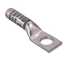 THOMAS & BETTS  54440                 Copper One-Hole High Voltage Lug, Long Barrel, Blind End, Max 15kV, Wire Size #4 AWG, 3/8 in Bolt Size, Tin Plated, Die Code 29R, Gray Rounding
