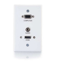 C2G  CG60157  CG60157                 Multi-Format Wallplate, 1-Gang, VGA Female/3.5 MM Stereo Female/HDMI Female to RapidRun 15-Pin Male/HDMI Female, White
