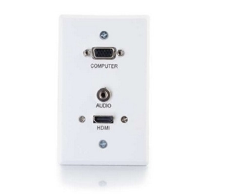 C2G  CG60157  CG60157                 Multi-Format Wallplate, 1-Gang, VGA Female/3.5 MM Stereo Female/HDMI Female to RapidRun 15-Pin Male/HDMI Female, White